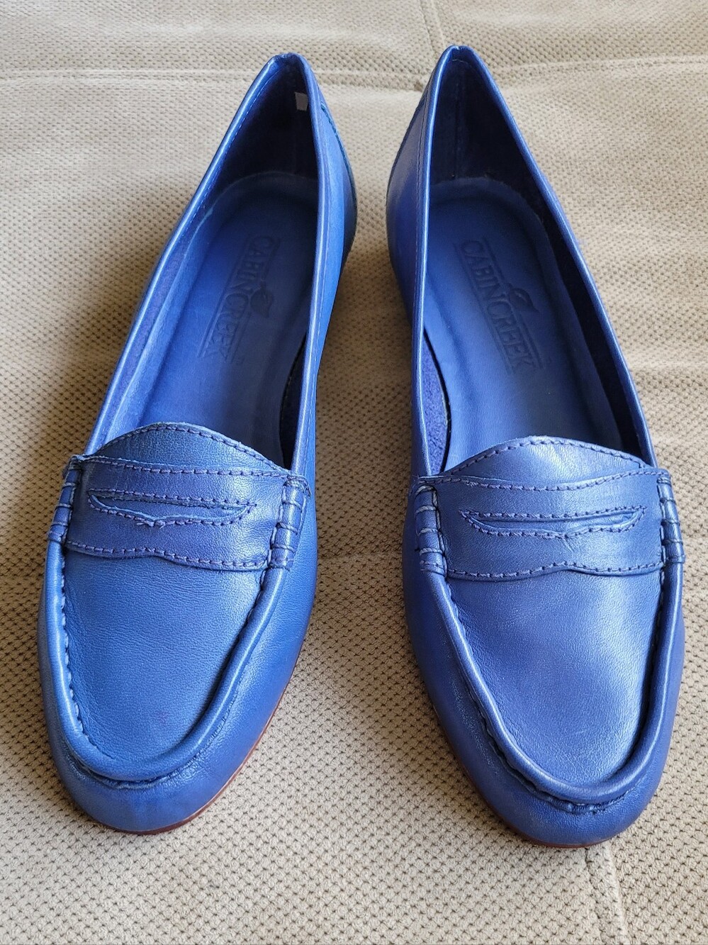 Blue Loafers With  Brown Heels 9 1/2